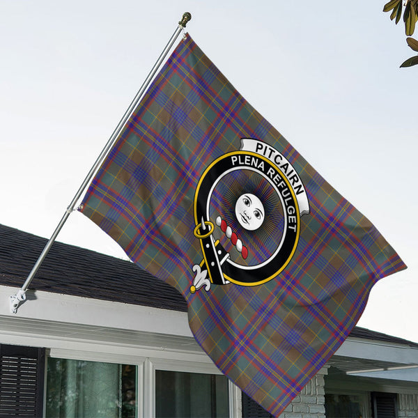 Pitcairn Hunting Weathered Clan Badge Tartan House Flag