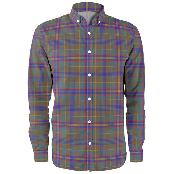 Pitcairn Hunting Weathered Clan Badge Tartan Long Sleeve Shirt