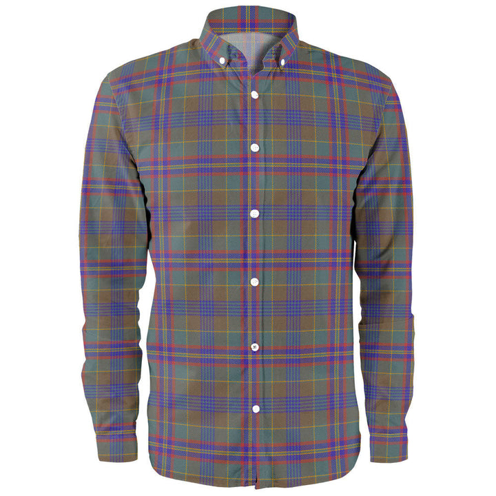 Pitcairn Hunting Weathered Clan Badge Tartan Long Sleeve Shirt