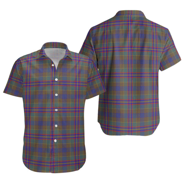 Pitcairn Hunting Weathered Clan Badge Tartan Short Sleeve Shirt