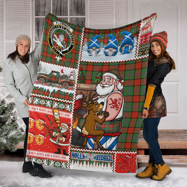 Plummer Ancient Clan Badge Tartan Blanket Scotland Santa Tattoo Christmas Comic Patchwork Style