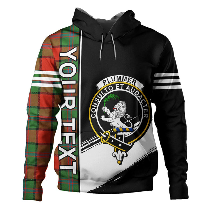 Plummer Ancient Clan Badge Tartan Hoodie Quarter Style Personalized