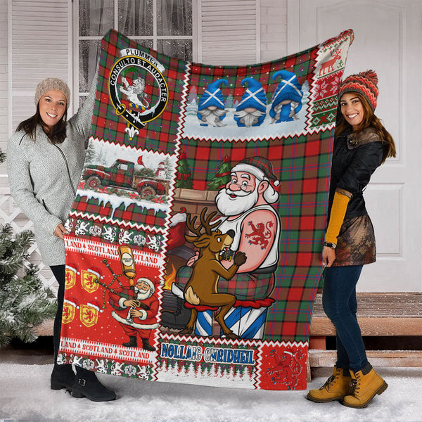 Plummer Modern Clan Badge Tartan Blanket Scotland Santa Tattoo Christmas Comic Patchwork Style