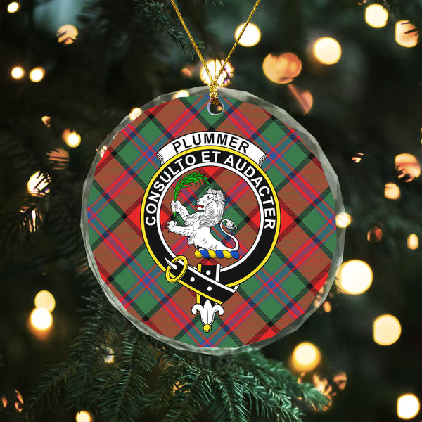 Plummer Modern Clan Badge Tartan Glass Ornament