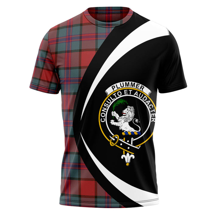 Plummer Weathered Clan Badge Tartan T-Shirt Circle Style Personalized