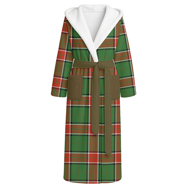 Pollock Ancient Clan Badge Tartan Flannel Hooded Bathrobe