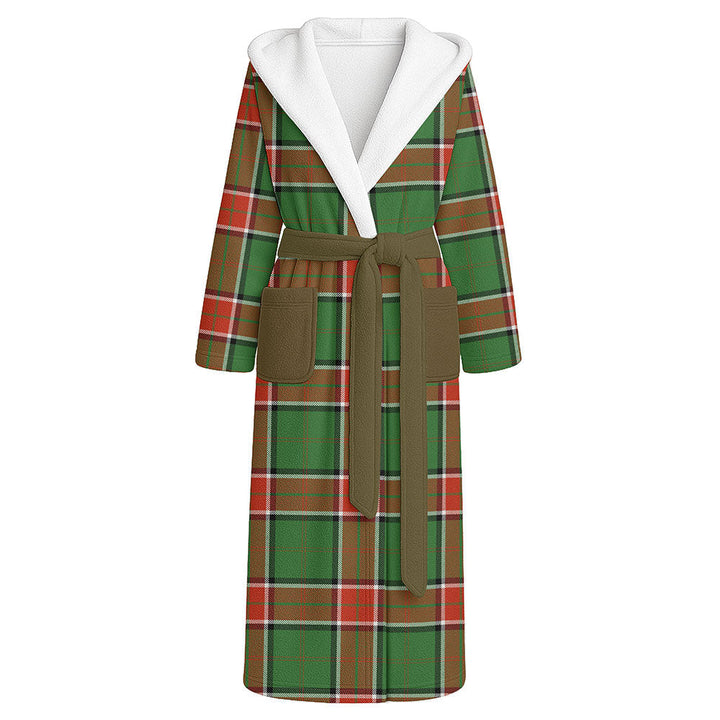 Pollock Ancient Clan Badge Tartan Flannel Hooded Bathrobe