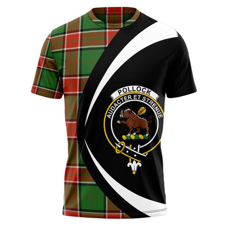 Pollock Ancient Clan Badge Tartan T-Shirt Circle Style Personalized