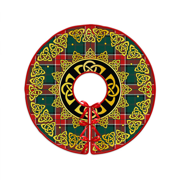Pollock Modern Clan Badge Tartan Christmas Tree Skirt Golden Celtic Heritage