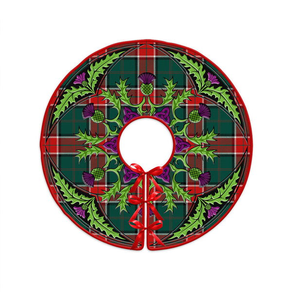 Pollock Modern Clan Badge Tartan Christmas Tree Skirt Scottish Thistle Design