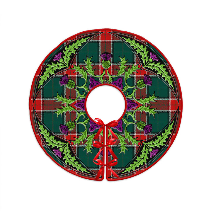 Pollock Modern Clan Badge Tartan Christmas Tree Skirt Scottish Thistle Design