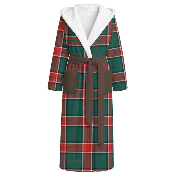 Pollock Modern Clan Badge Tartan Flannel Hooded Bathrobe