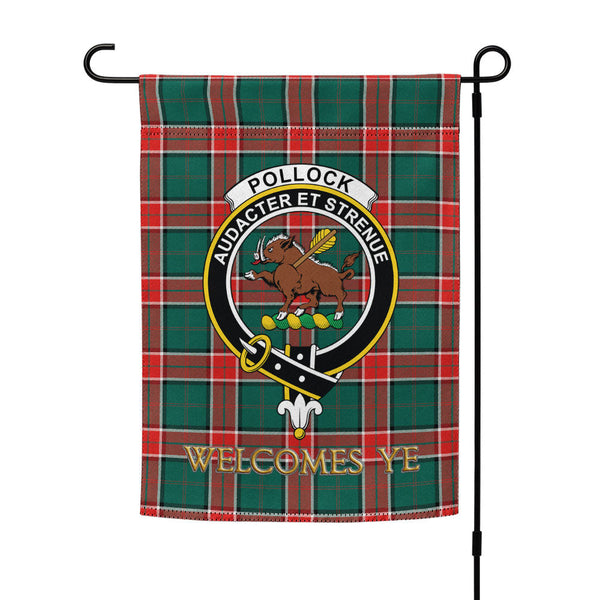 Pollock Modern Clan Badge Tartan Garden Flag