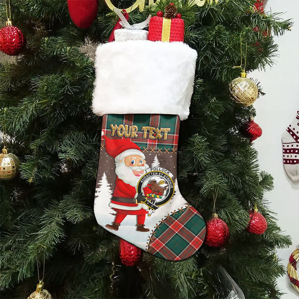 Pollock Modern Clan Badge Tartan Christmas Stocking Holiday Blessings Merry Christmas Joy