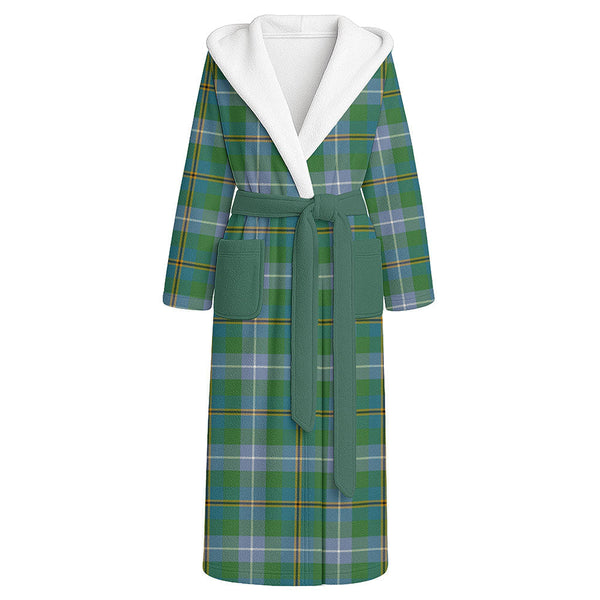 Porteous Ancient Clan Badge Tartan Flannel Hooded Bathrobe