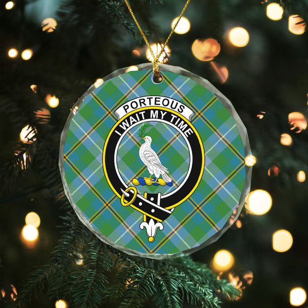 Porteous Ancient Clan Badge Tartan Glass Ornament