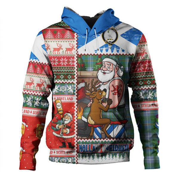 Porteous Ancient Clan Badge Tartan Hoodie Scottish Santa Tattoo Christmas Comic Patchwork Style