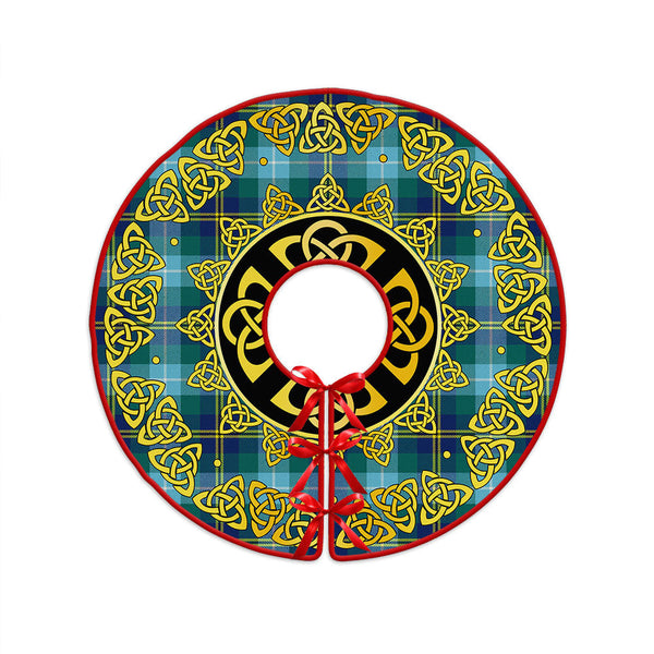 Porteous Modern Clan Badge Tartan Christmas Tree Skirt Golden Celtic Heritage