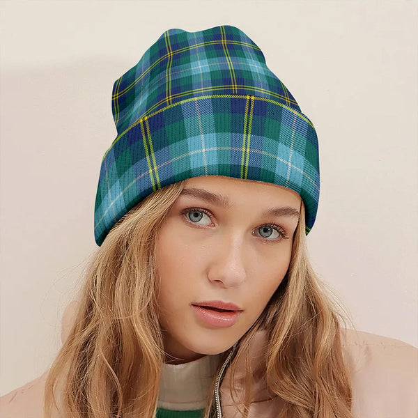 Porteous Modern Clan Badge Tartan Knitted Beanie