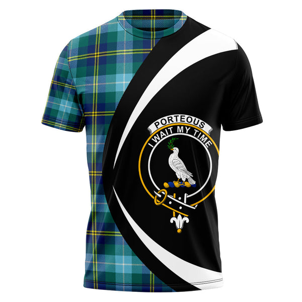 Porteous Modern Clan Badge Tartan T-Shirt Circle Style Personalized