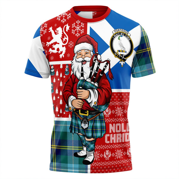 Porteous Modern Clan Badge Tartan T-Shirt Scotland Christmas Santa