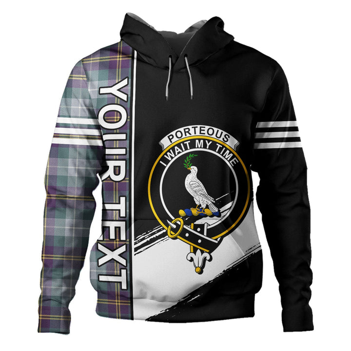 Porteous Weathered Clan Badge Tartan Hoodie Quarter Style Personalized