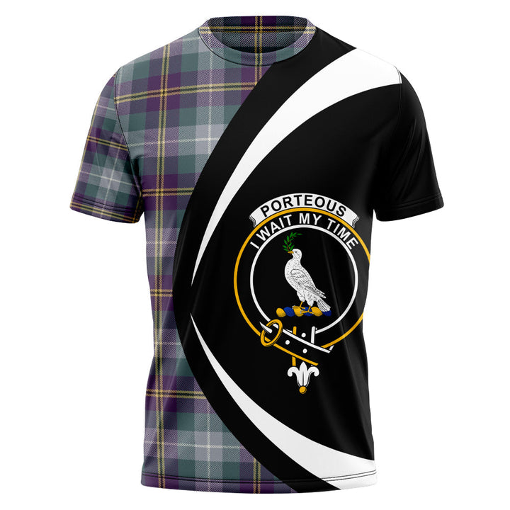 Porteous Weathered Clan Badge Tartan T-Shirt Circle Style Personalized