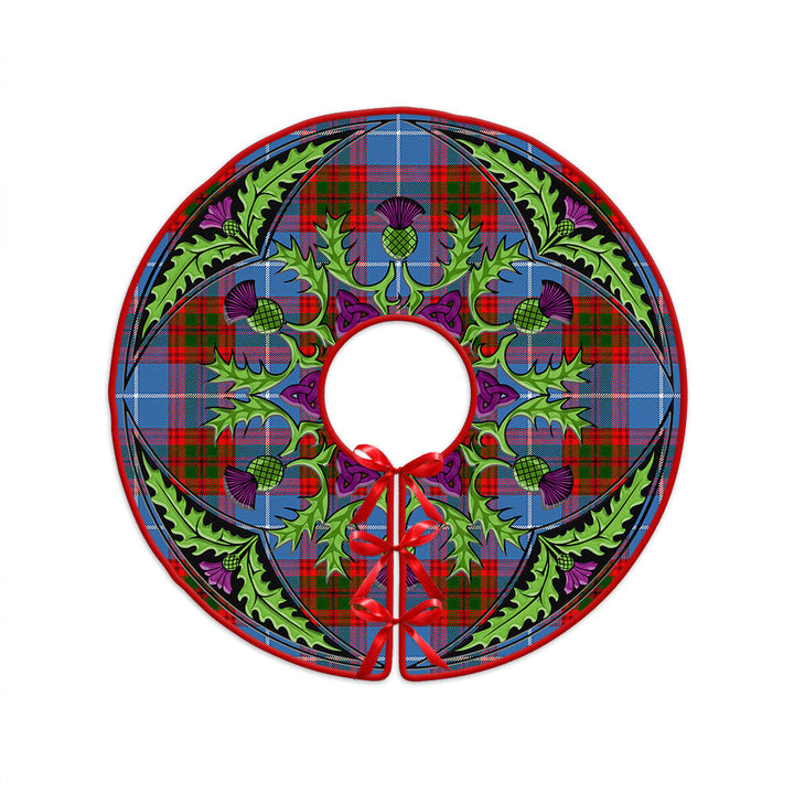 Preston Clan Badge Tartan Christmas Tree Skirt Scottish Thistle Design