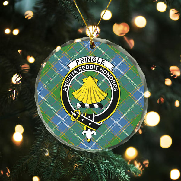 Pringle Ancient Clan Badge Tartan Glass Ornament