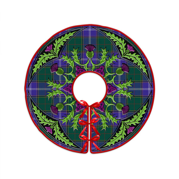 Pringle Modern Clan Badge Tartan Christmas Tree Skirt Scottish Thistle Design