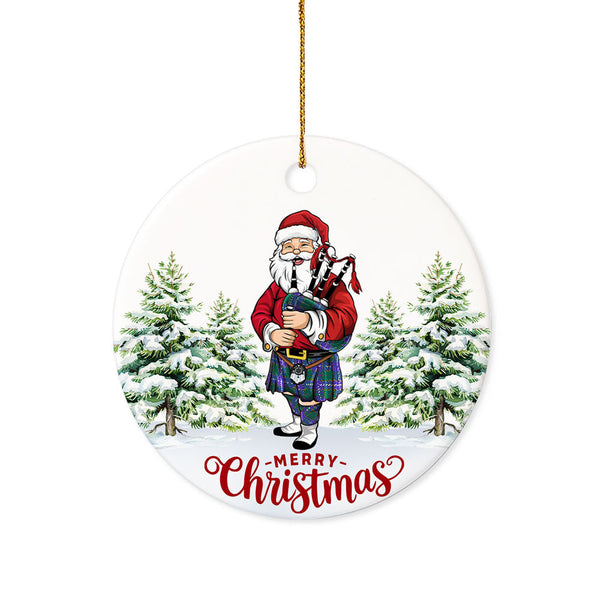 Pringle Modern Tartan Ceramic Ornament Santa