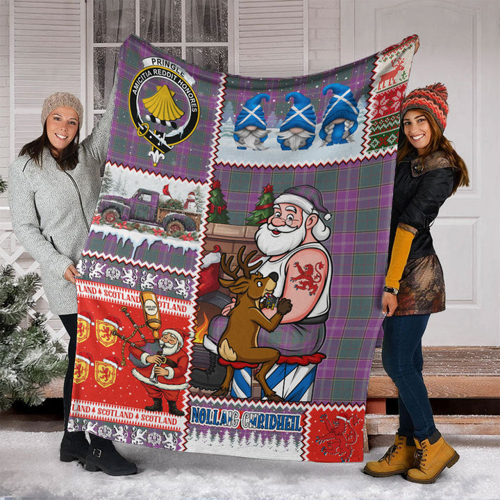 Pringle Weathered Clan Badge Tartan Blanket Scotland Santa Tattoo Christmas Comic Patchwork Style