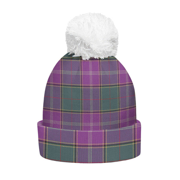 Pringle Weathered Clan Badge Tartan Bobble Beanie Hat