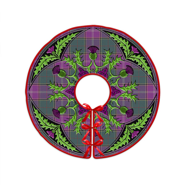 Pringle Weathered Clan Badge Tartan Christmas Tree Skirt Scottish Thistle Design