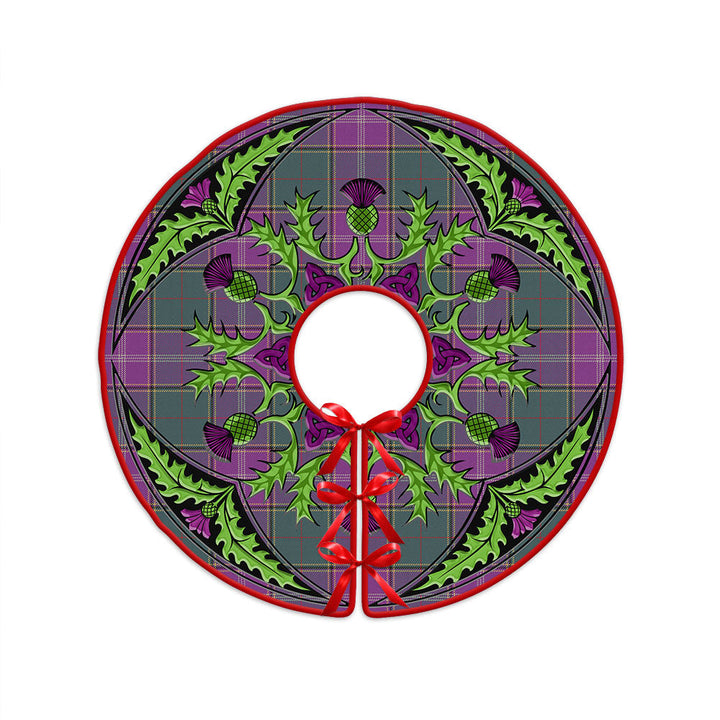 Pringle Weathered Clan Badge Tartan Christmas Tree Skirt Scottish Thistle Design