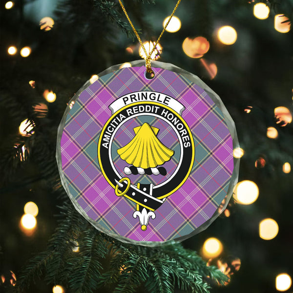 Pringle Weathered Clan Badge Tartan Glass Ornament