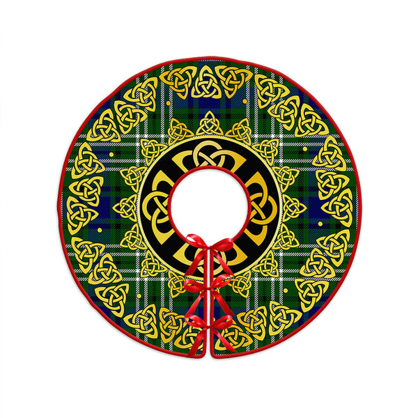 Purves Clan Badge Tartan Christmas Tree Skirt Golden Celtic Heritage