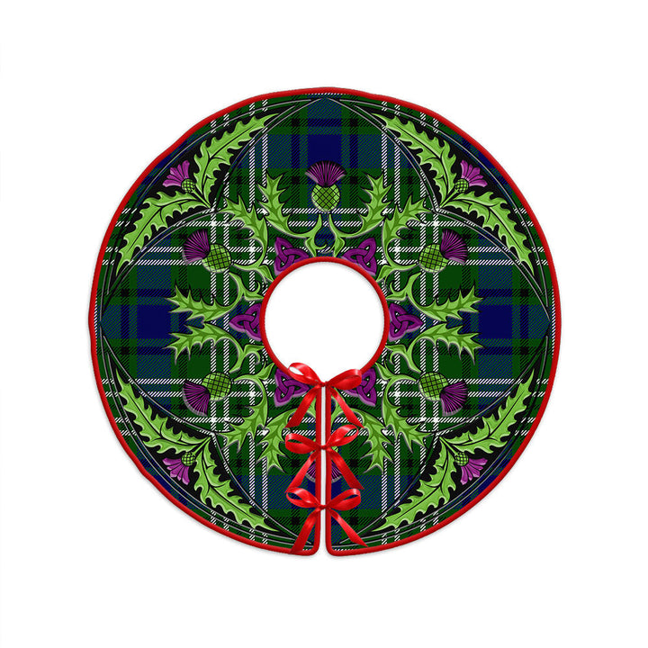 Purves Clan Badge Tartan Christmas Tree Skirt Scottish Thistle Design
