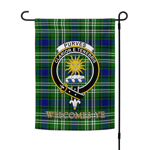 Purves Clan Badge Tartan Garden Flag