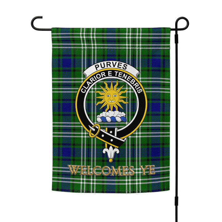 Purves Clan Badge Tartan Garden Flag