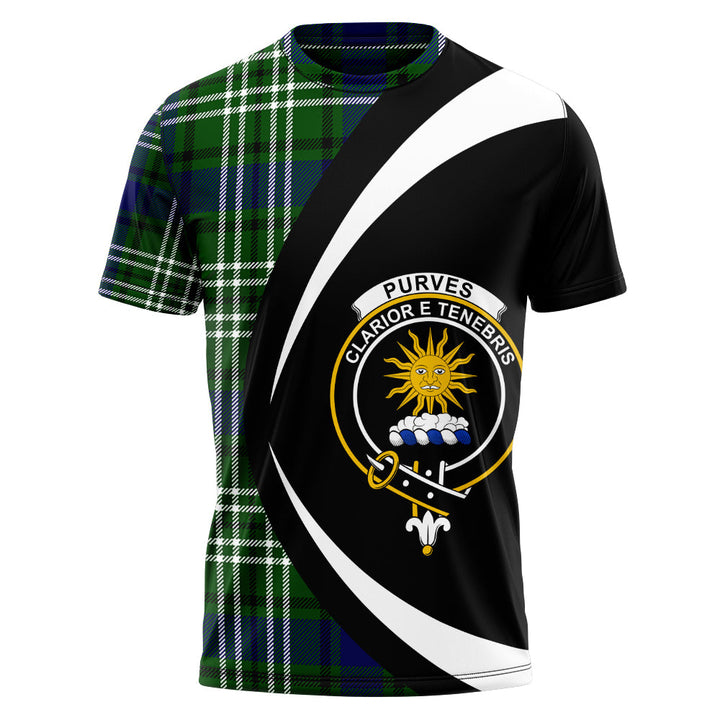 Purves Clan Badge Tartan T-Shirt Circle Style Personalized