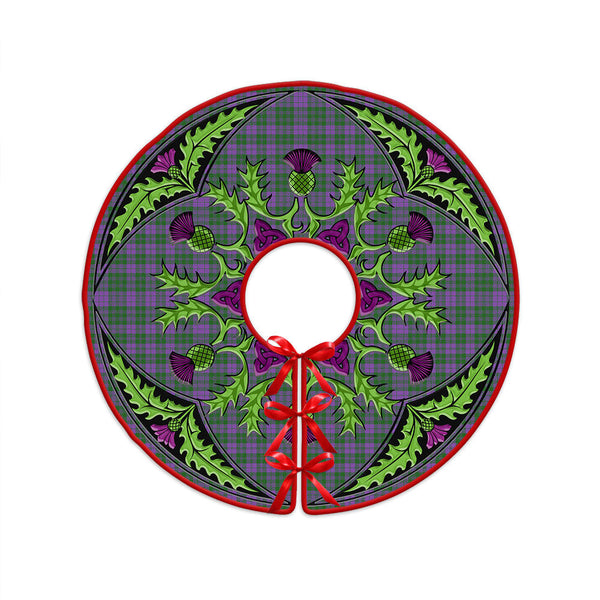 Rae Ancient Clan Badge Tartan Christmas Tree Skirt Scottish Thistle Design