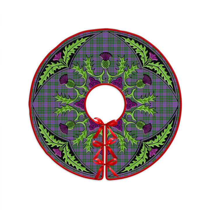 Rae Ancient Clan Badge Tartan Christmas Tree Skirt Scottish Thistle Design