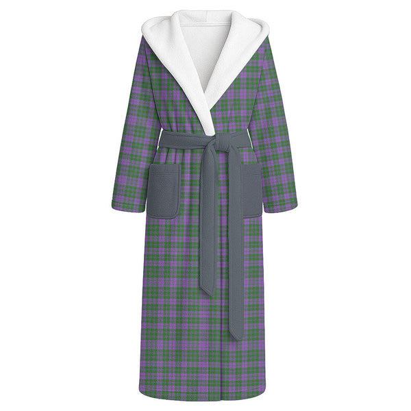 Rae Ancient Clan Badge Tartan Flannel Hooded Bathrobe