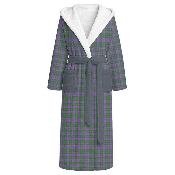 Rae Ancient Clan Badge Tartan Flannel Hooded Bathrobe