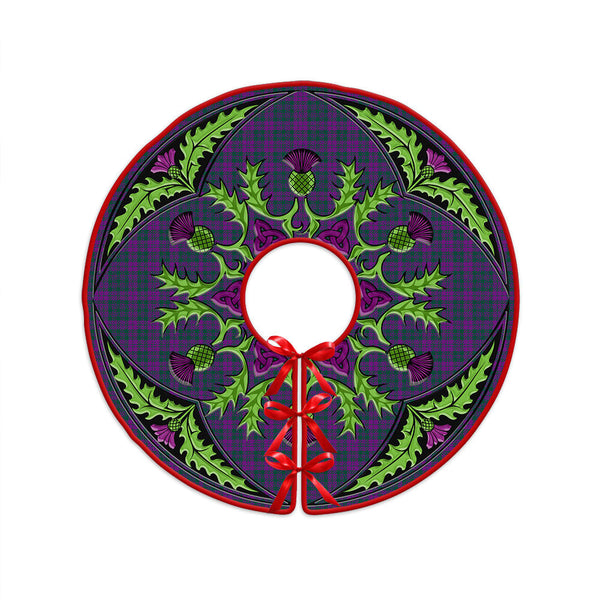 Rae Modern Clan Badge Tartan Christmas Tree Skirt Scottish Thistle Design