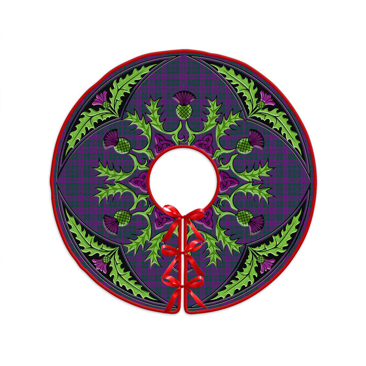 Rae Modern Clan Badge Tartan Christmas Tree Skirt Scottish Thistle Design