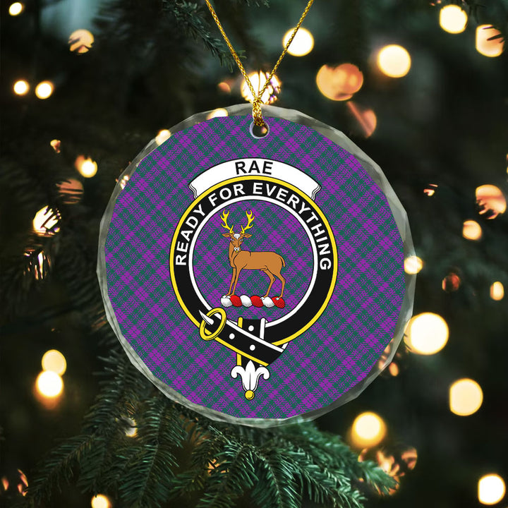 Rae Modern Clan Badge Tartan Glass Ornament