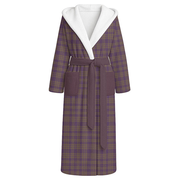 Rae Weathered Clan Badge Tartan Flannel Hooded Bathrobe