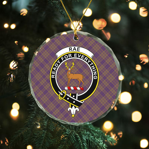 Rae Weathered Clan Badge Tartan Glass Ornament